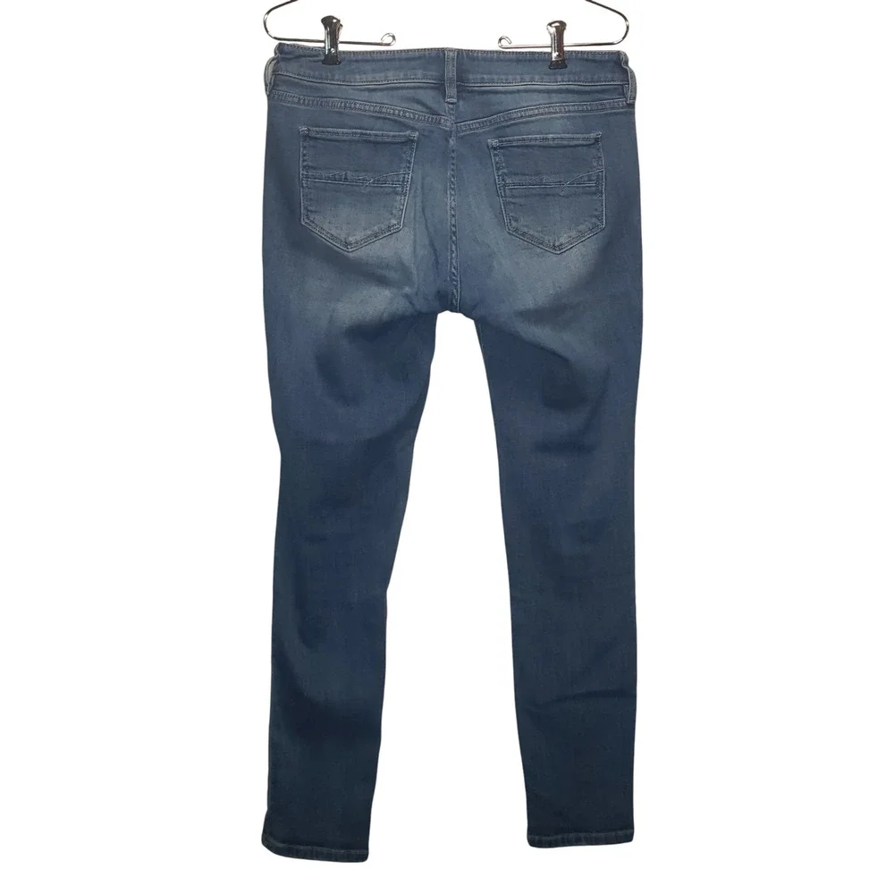 NY&Co Soho Jeans Size 4 Boyfriend Skinny Stretch Distressed Blue Denim